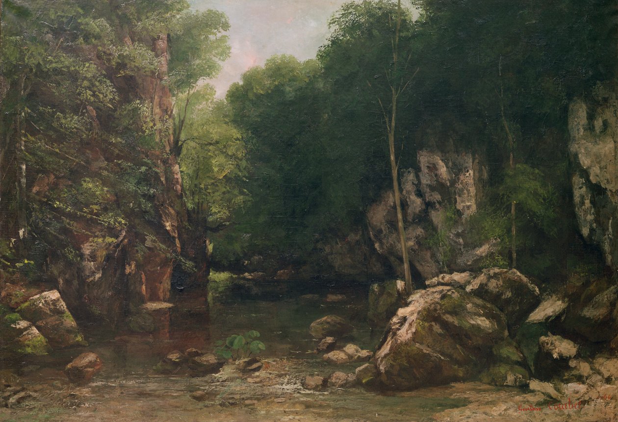 O fluxo coberto, ou o fluxo escuro, 1865 de Gustave Courbet