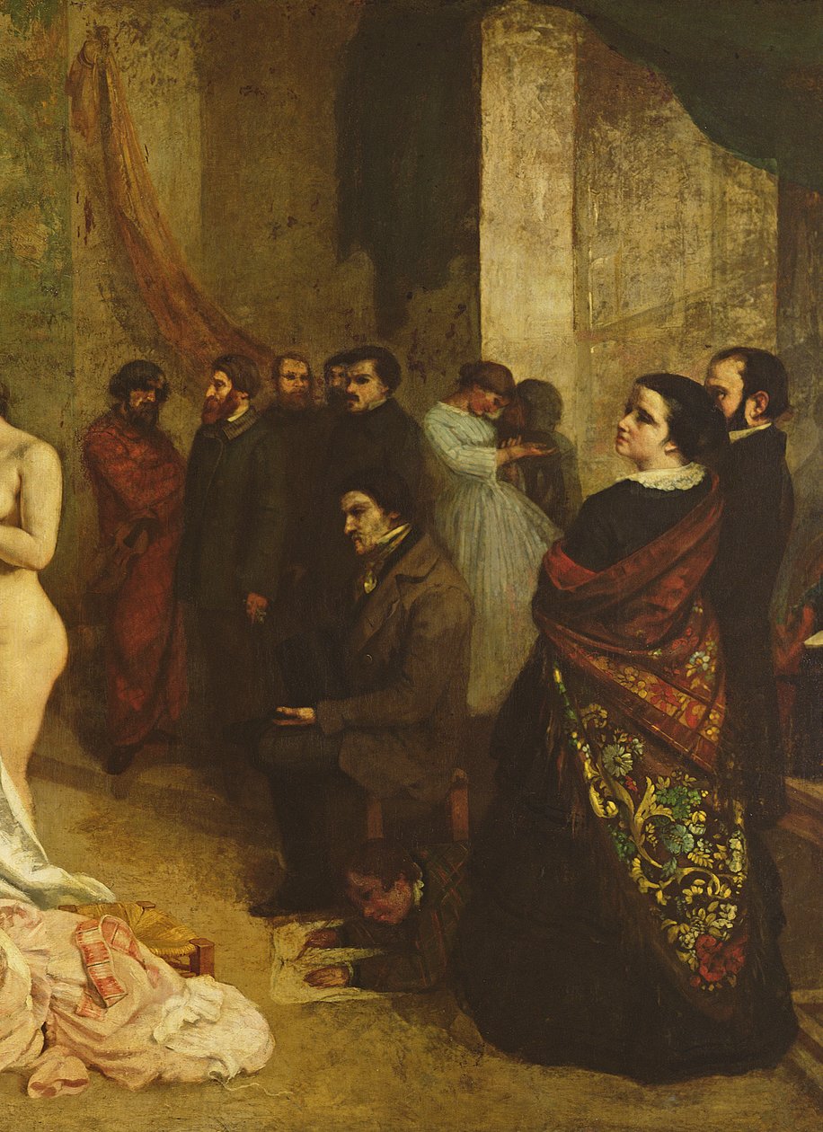 O estúdio do pintor, uma verdadeira alegoria, 1855 óleo sobre tela detalhe de 19190 de Gustave Courbet