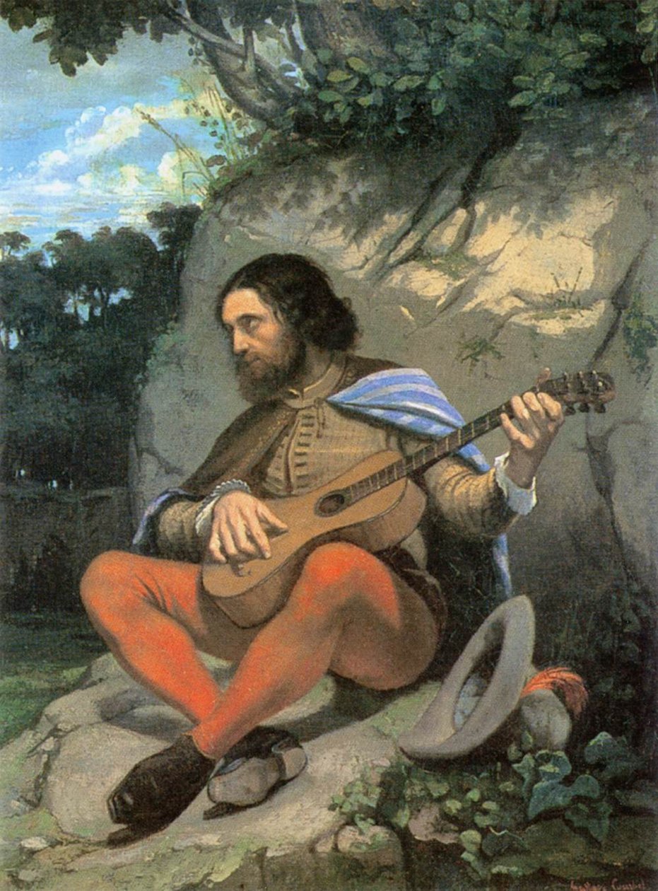 Jovem em uma paisagem (The Guitarrero) de Gustave Courbet