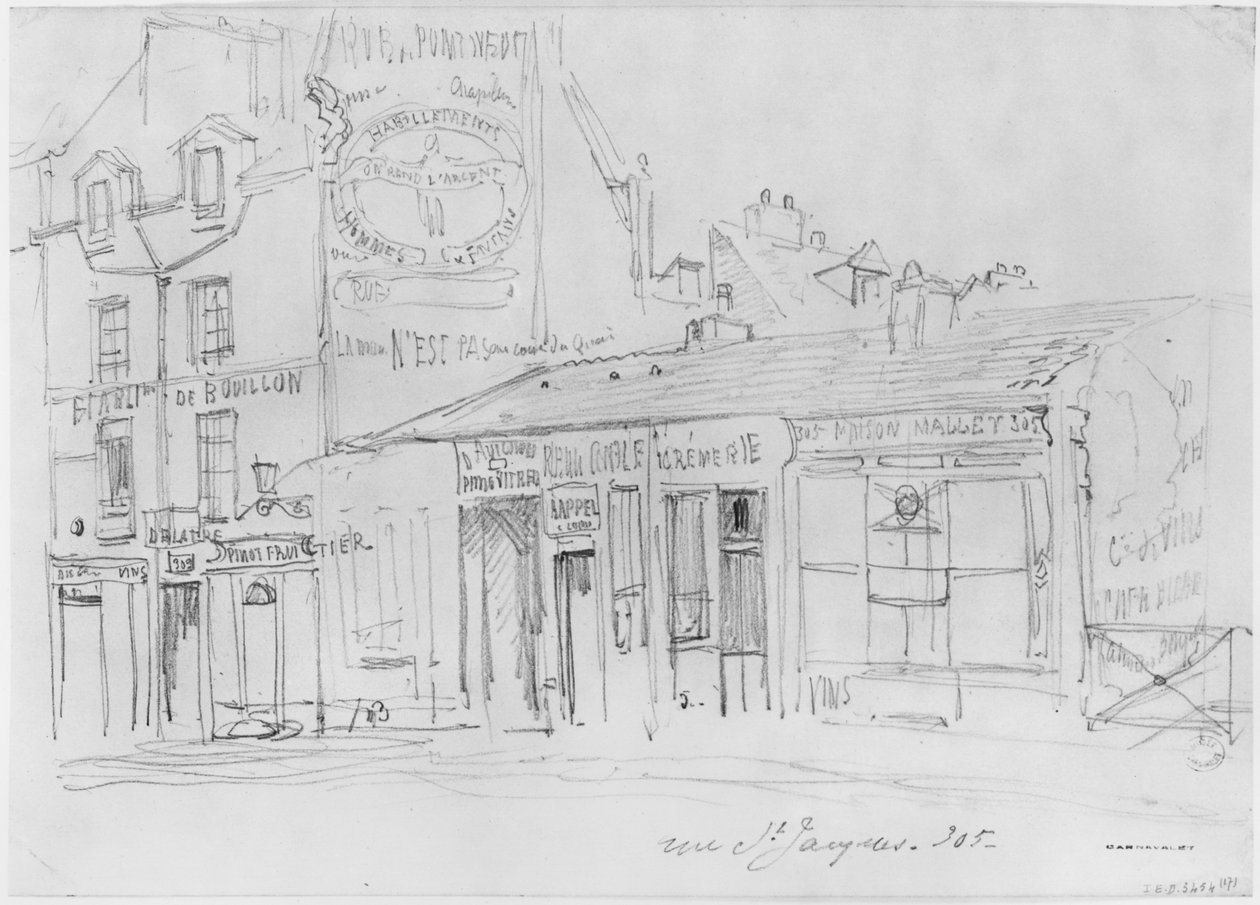 Álbum do cerco de Paris, Rue Saint-Jacques (caneta e tinta marrom e lápis sobre papel) de Gustave Dore