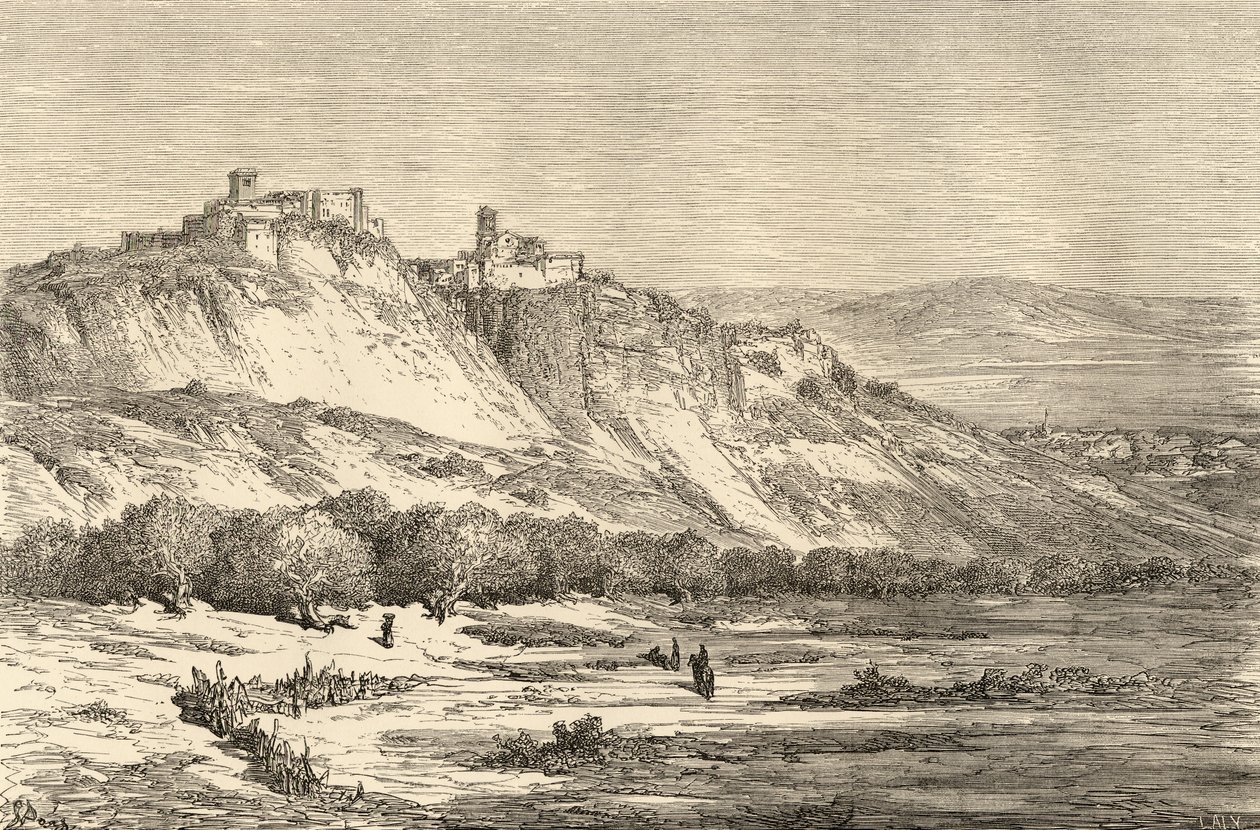 Arcos de la Frontera, Cádiz, ilustração de &39;Imagens espanholas&39; do Rev. Samuel Manning de Gustave Dore