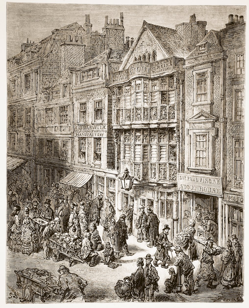 Bishopsgate Street, de &39;London, a Pilgrimage&39;, escrita por William Blanchard Jerrold (1826-94) e gravada por A. Sargent, pub. 1872 de Gustave Dore