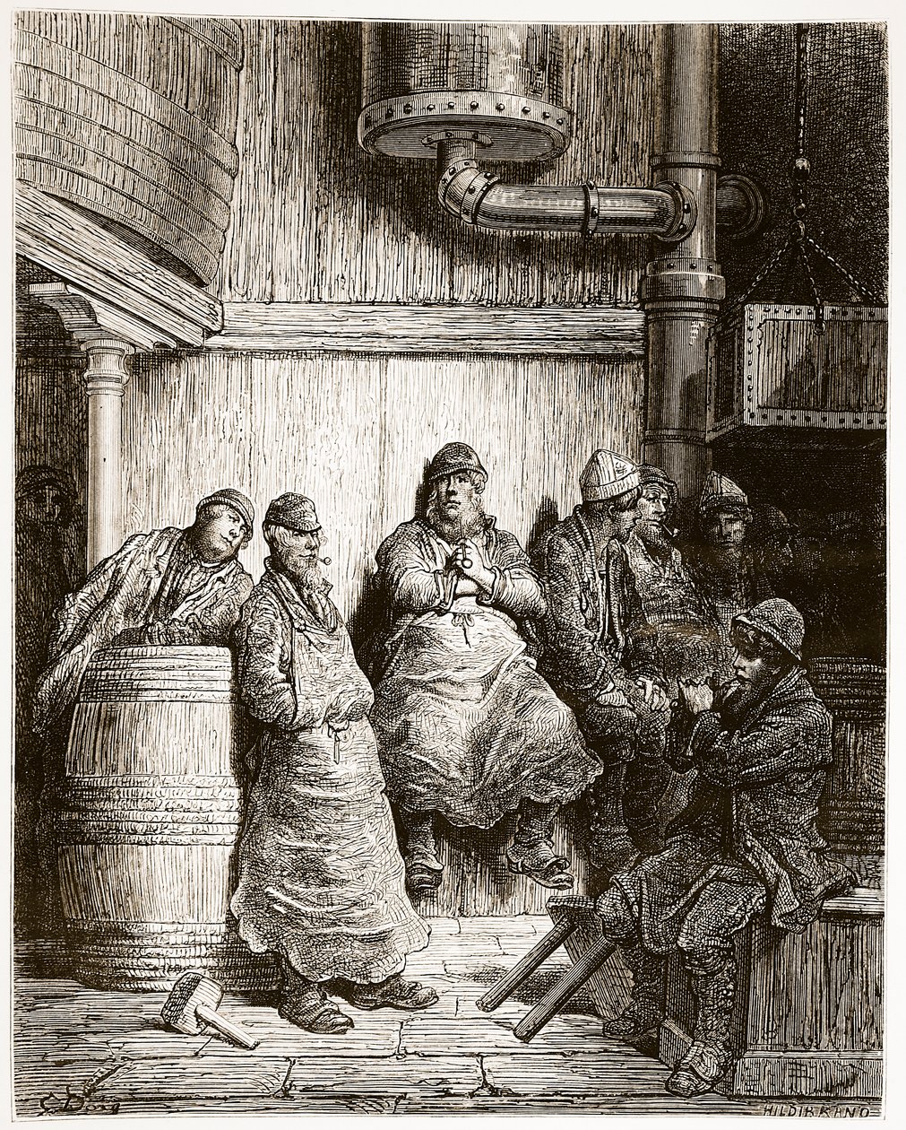 Brewers at Rest, de &39;London, a Pilgrimage&39;, escrito por William Blanchard Jerrold (1826-94) e gravado por Hildibrand, pub. 1872 de Gustave Dore