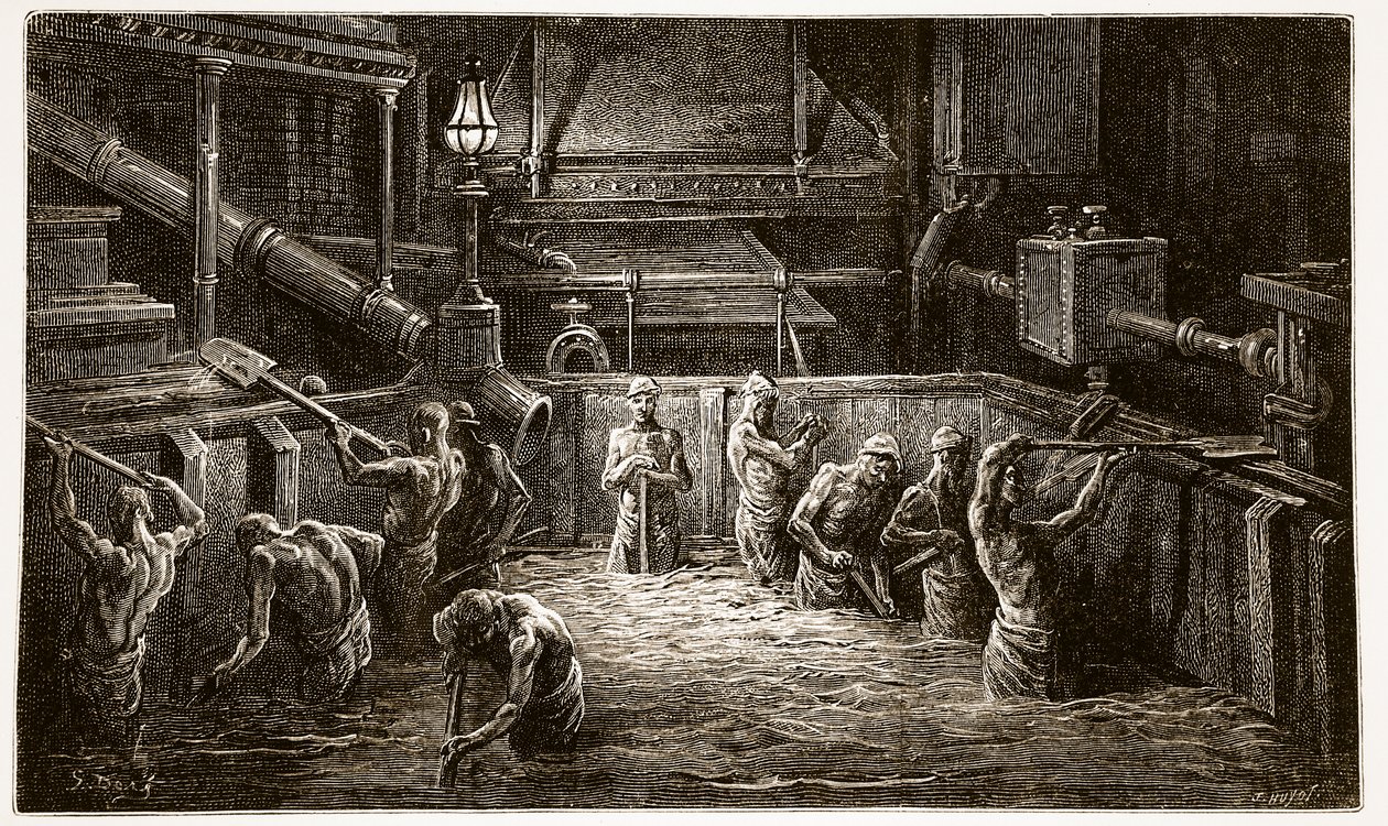 Brewers at Work, de "London, a Peregrinação", escrito por William Blanchard Jerrold (1826-84) e gravado por J. Huyot, pub. 1872 de Gustave Dore