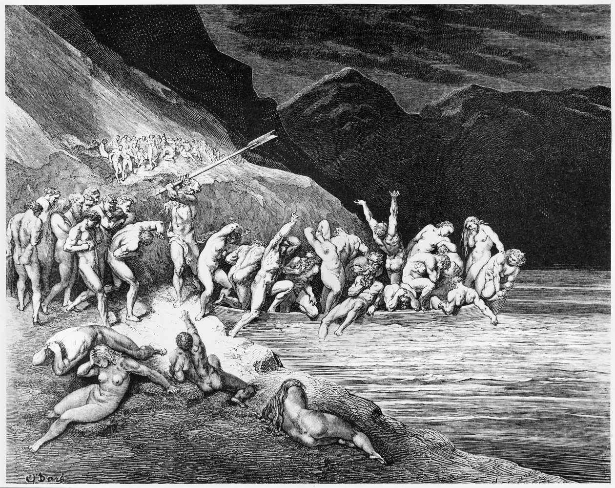 Caronte, ilustração de &39;A Divina Comédia&39; (Inferno) de Dante Alighieri (1265-1321) Paris, publicada em 1885 de Gustave Dore