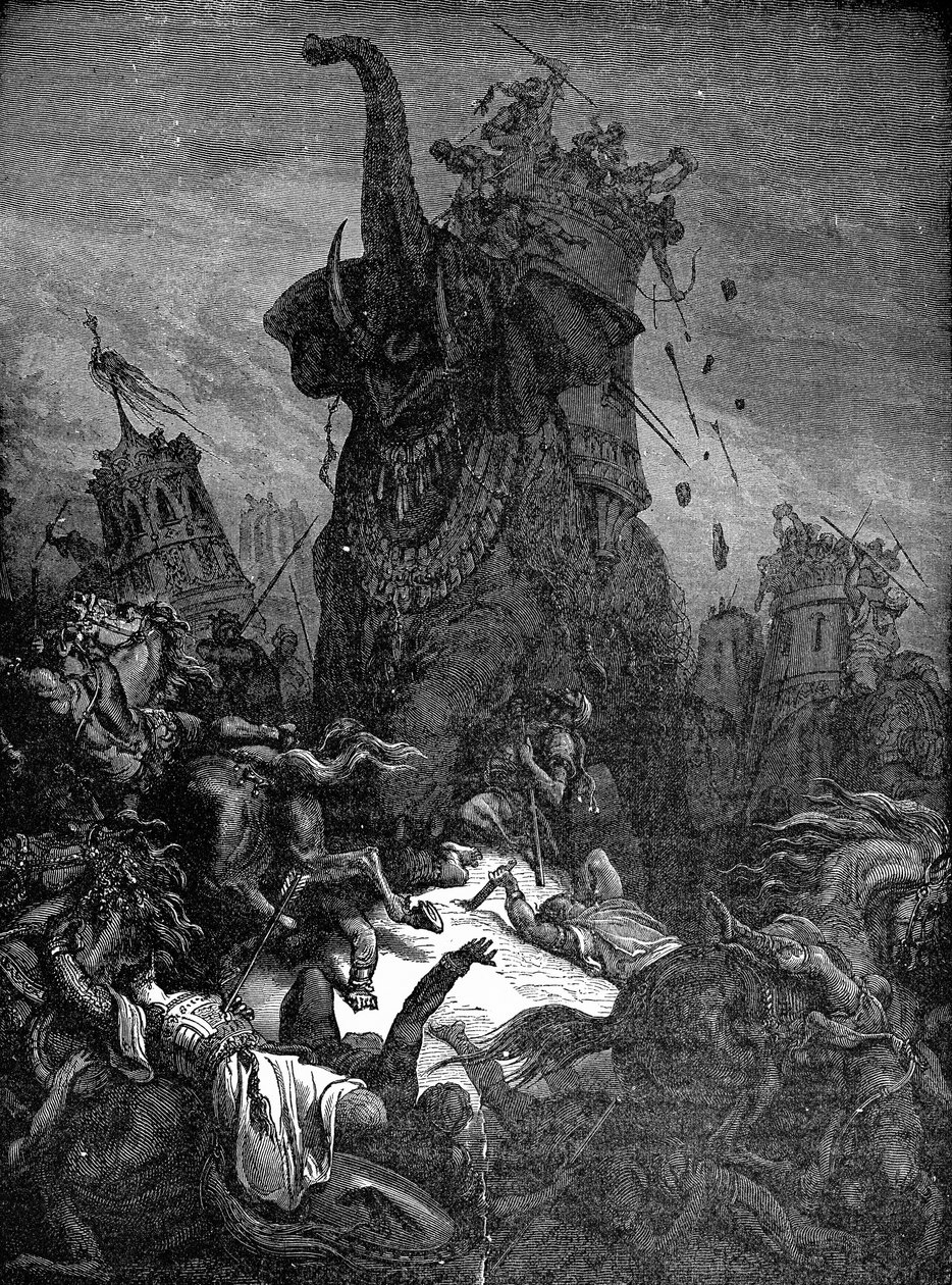 Eleazar morto pelo elefante, 1888 de Gustave Dore