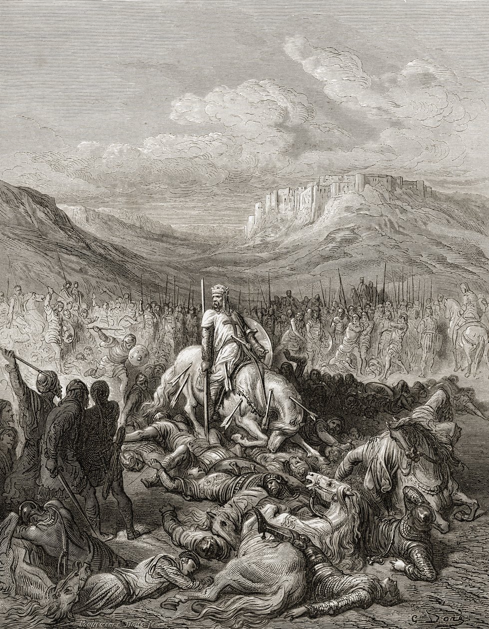 Morte Gloriosa de Jacques de Maille Marechal do templo, ilustração de &39;Bibliotheque des Croisades&39; por JF. Michaud, 1877 de Gustave Dore
