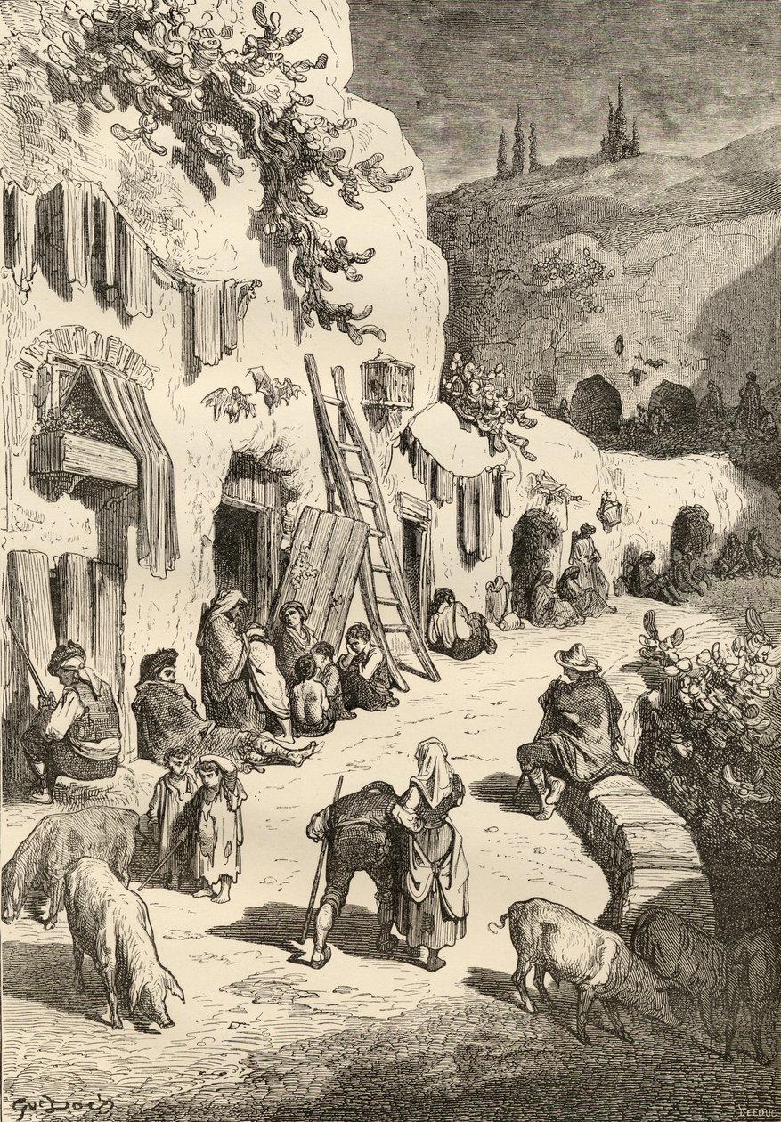 Cavernas Ciganas, Sacro Monte, Granada, Espanha, de &39;Imagens espanholas&39; pelo Reverendo Samuel Manning, publicado em 1870 de Gustave Dore