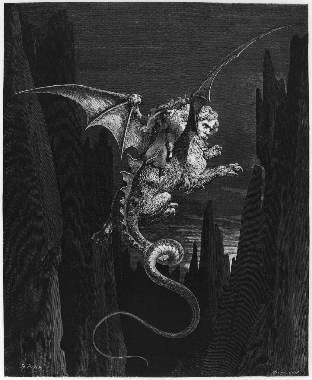 Ilustração de &39;A Divina Comédia&39; (Inferno) de Dante Alighieri (1265-1321) Paris, publicada em 1885 de Gustave Dore