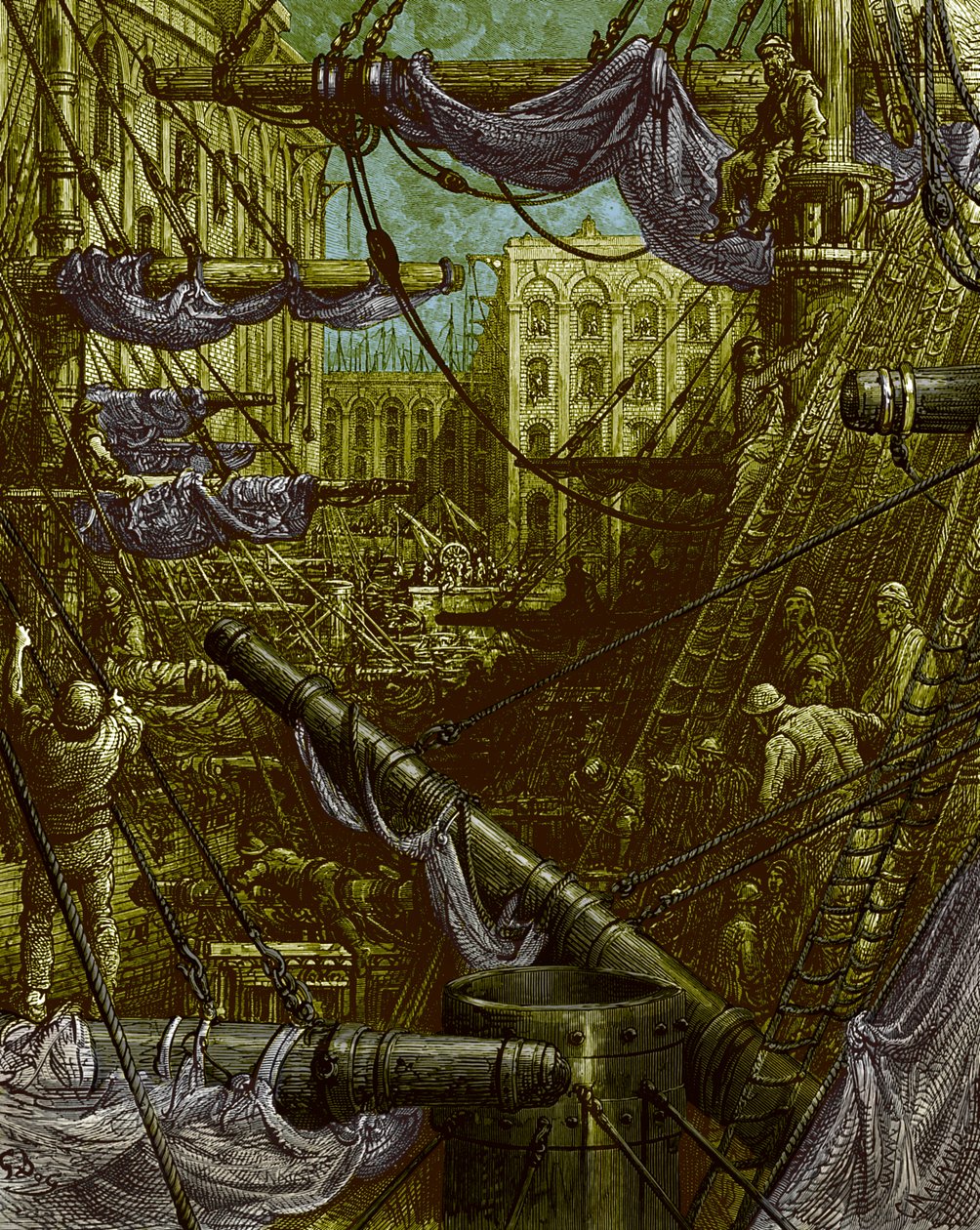 Dentro das docas por Gustave Doré de Gustave Dore