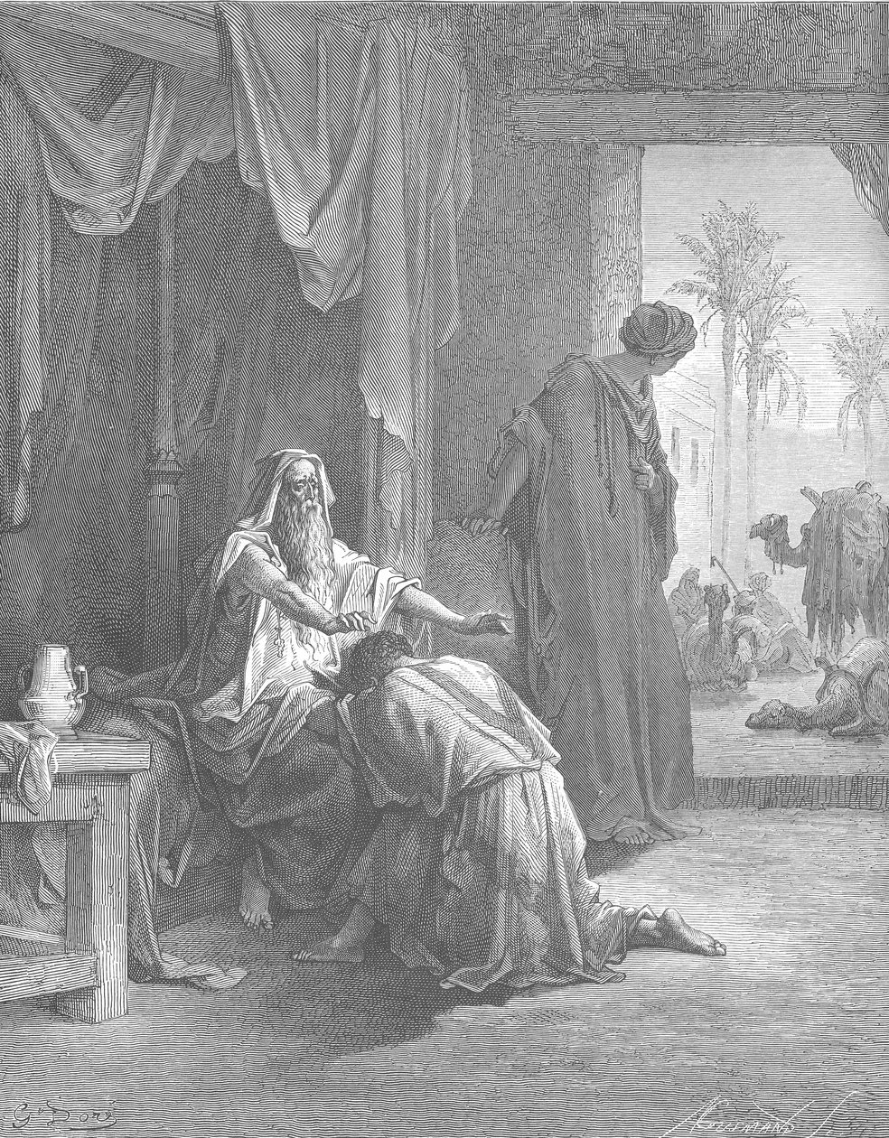 Isaac abençoa Jacob de Gustave Dore