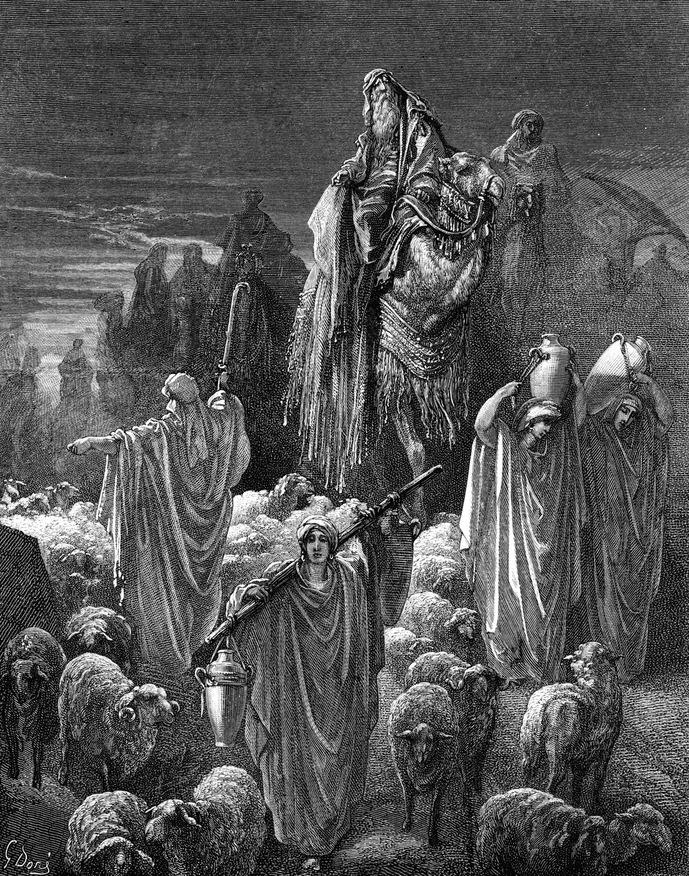 Jacob viajando para o Egito, por Gustave Doré. - Bíblia de Gustave Dore