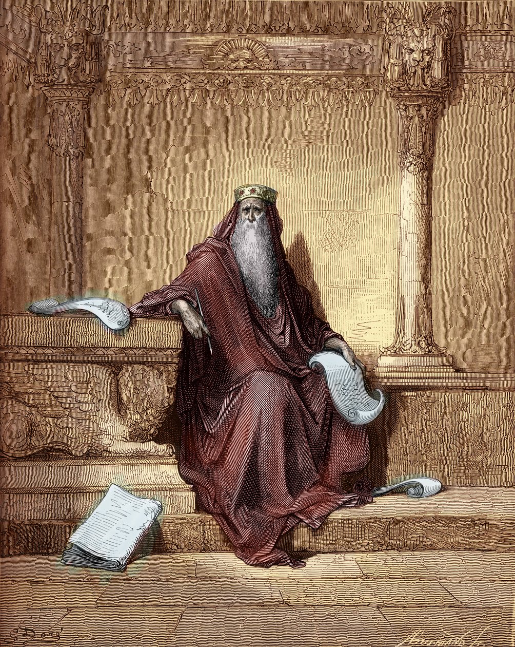 Gravura do rei Salomão por Gustave Doré. - Bíblia de Gustave Dore