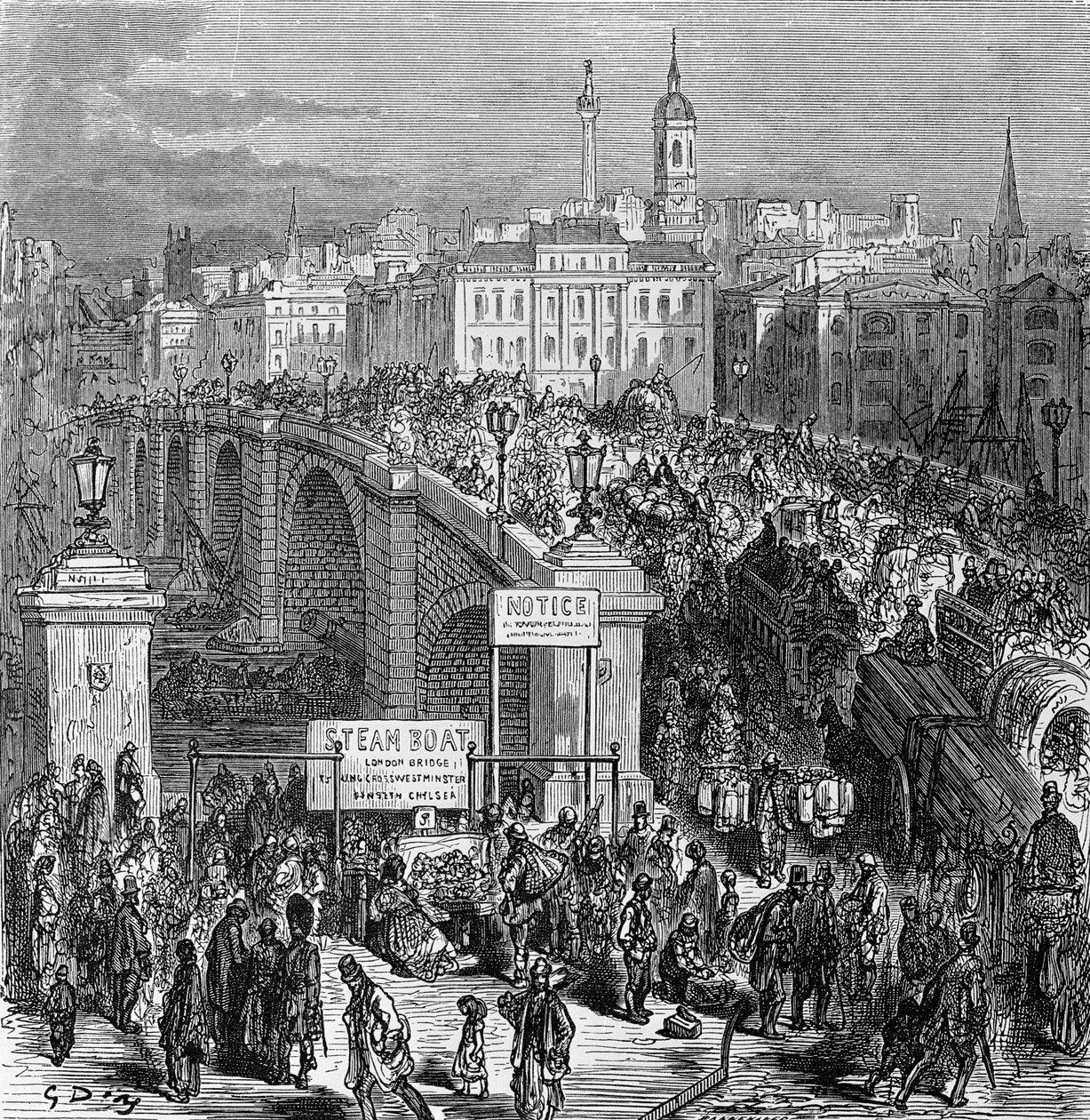 Ponte de Londres, gravada por Stephane Pannemaker, 1875 de Gustave Dore