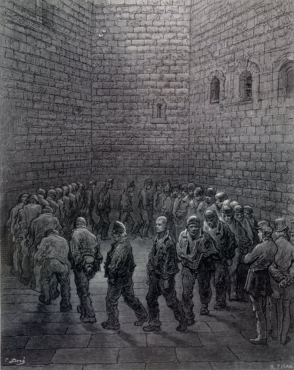 Newgate - Exercise Yard, de &39;London, a Pilgrimage&39;, escrito por William Blanchard Jerrold (1826-84), gravado por Heliodore Joseph Pisan (1822-90), pub. 1872 de Gustave Dore