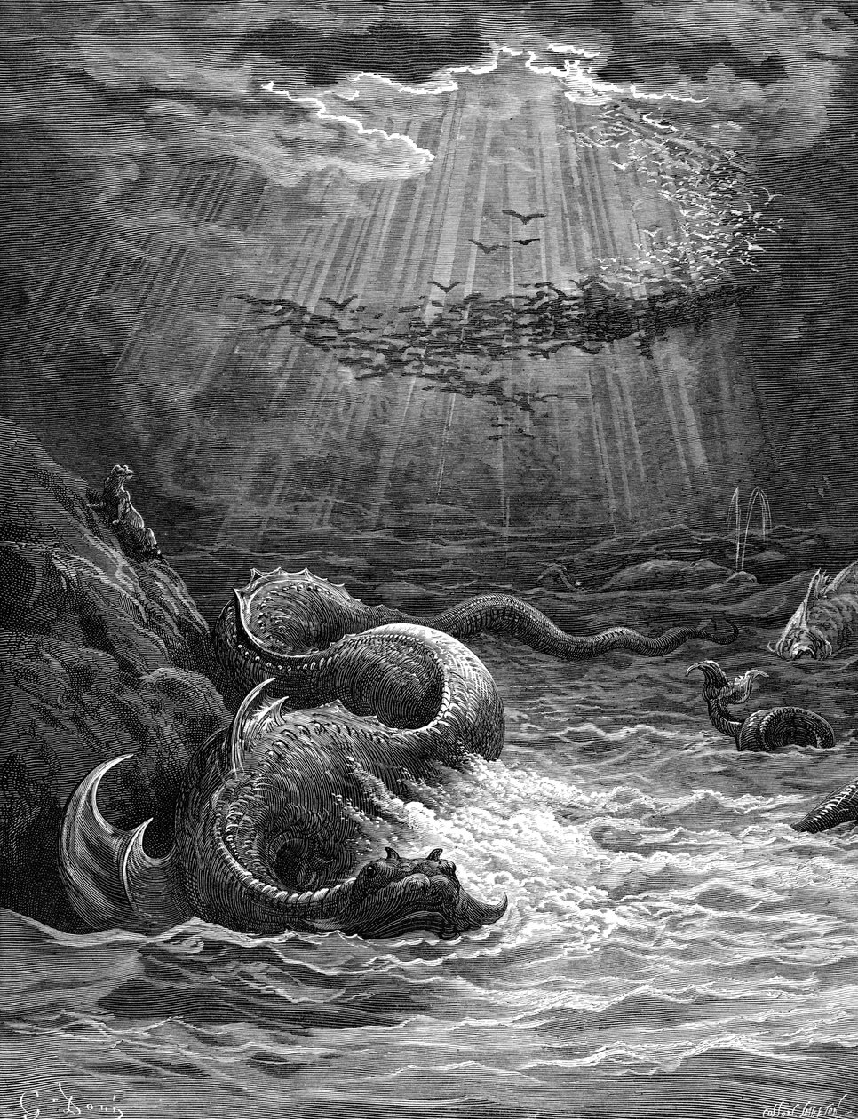 Paradise Lost: Criação dos peixes e pássaros. de Gustave Dore