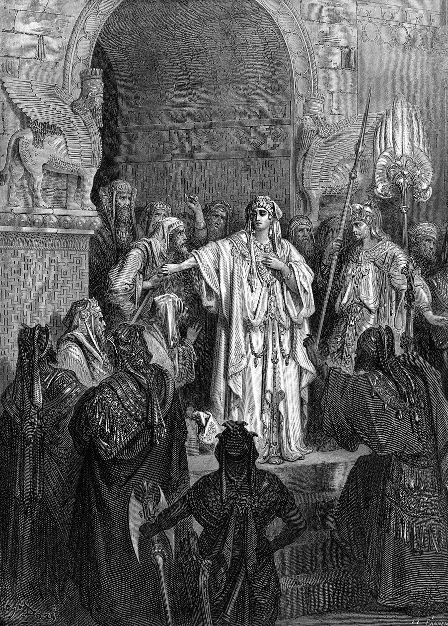 Rainha Vashti, gravura de Doré. - Bíblia de Gustave Dore