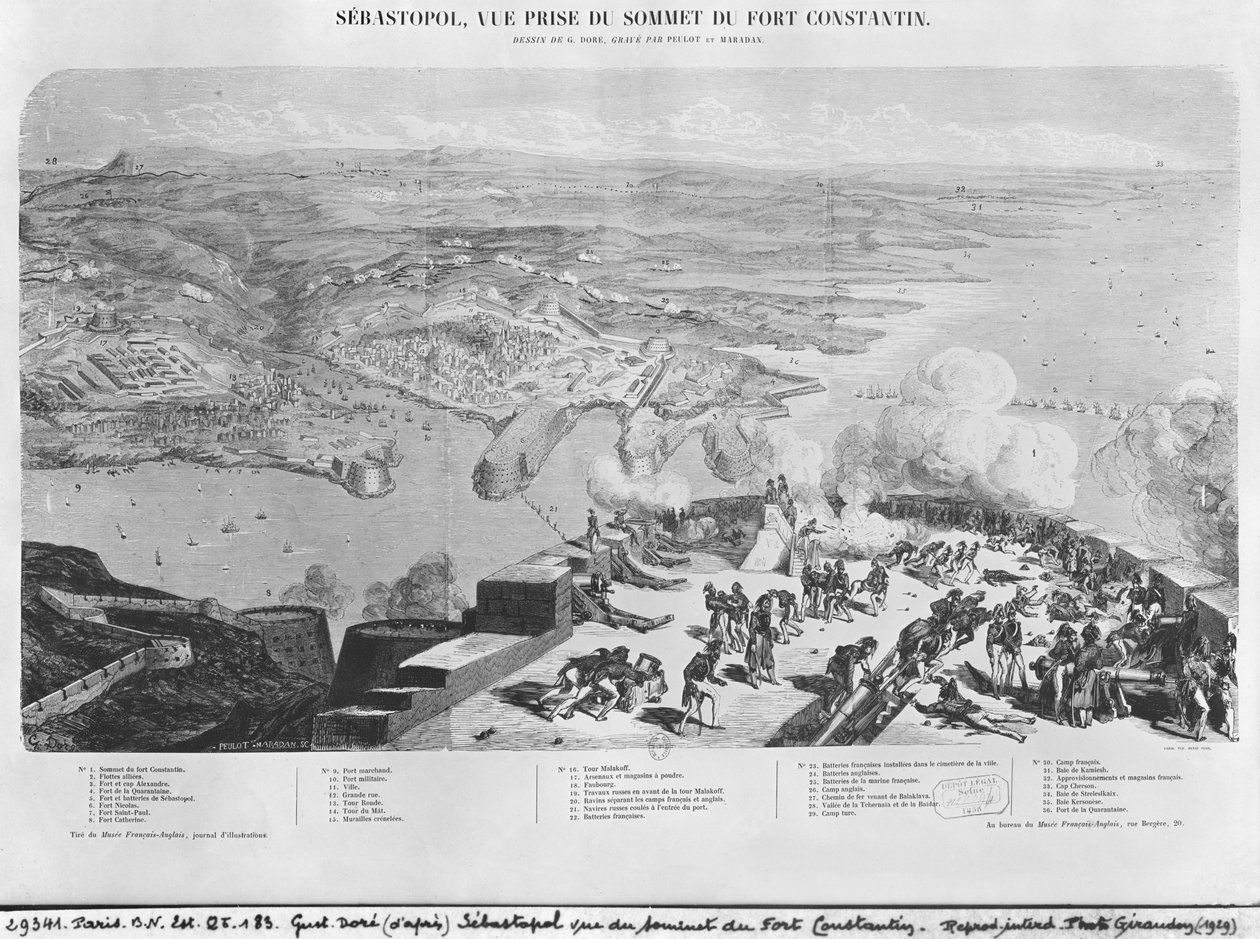 Sebastopol de Fort Constantin, gravado por Peulot Maradan de Gustave Dore
