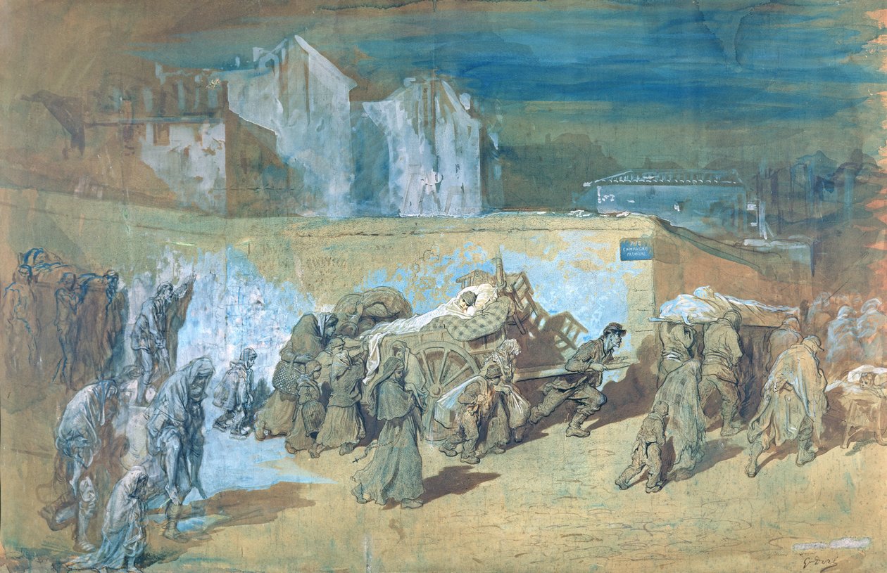 Cerco de Paris, 1870-71 (caneta e tinta e papel higiênico) de Gustave Dore