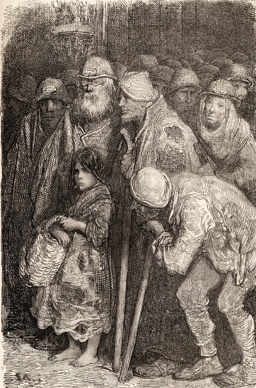 Espanhol Mendigos de Burgos, Espanha, no século 19, 1878 (gravura em madeira) de Gustave Dore