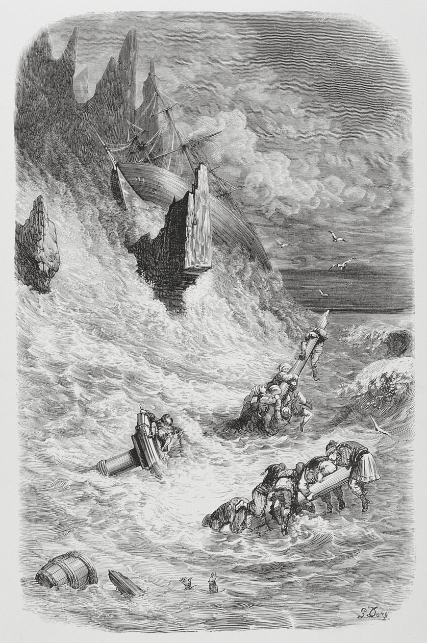 Encalhe do navio de Sinbad, c.1868 de Gustave Dore