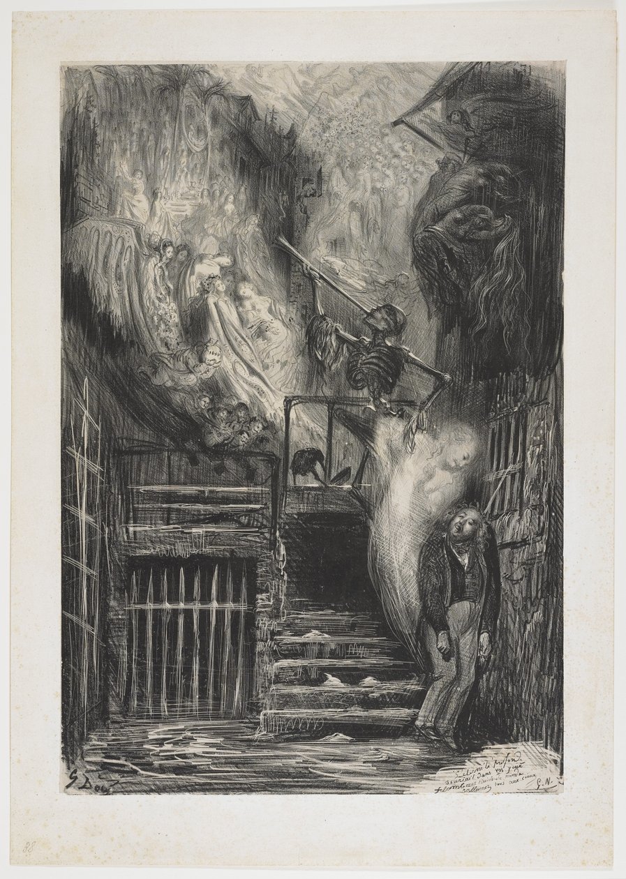 Rua da Velha Lanterna (Morte de Gérard de Nerval), 1855 de Gustave Dore
