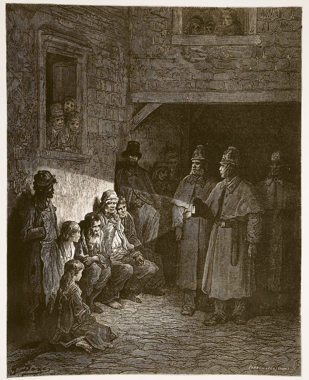 O olho de boi, de "Londres, uma peregrinação", escrito por William Blanchard Jerrold (1826-84) e gravado por Adolfo Francois Pannemaker (n.1822) pub. 1872 de Gustave Dore