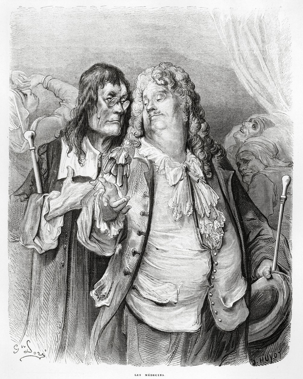 Os médicos, ilustração de &39;fábulas&39; por La Fontaine, 1868 de Gustave Dore