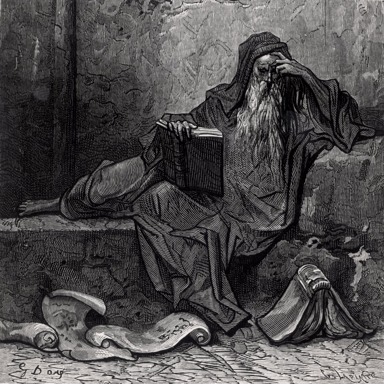 O Enchanter Merlin, de &39;Orlando Furioso&39; por Ludovico Ariosto (1474-1533), publicado pela Hachette em 1888 de Gustave Dore