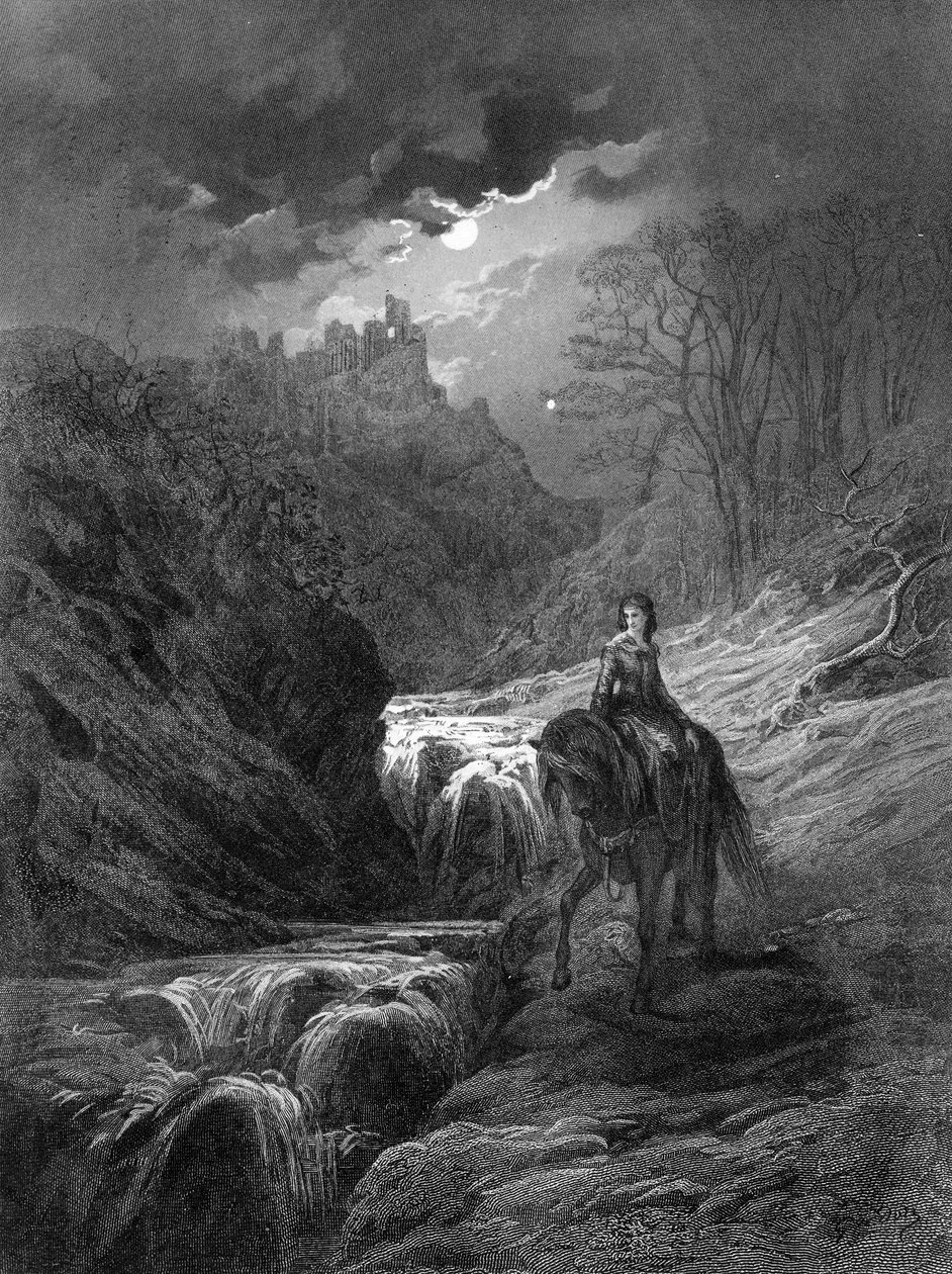 O passeio ao luar, ilustração de &39;Idylls of the King&39;, de Alfred Tennyson, 1868 de Gustave Dore