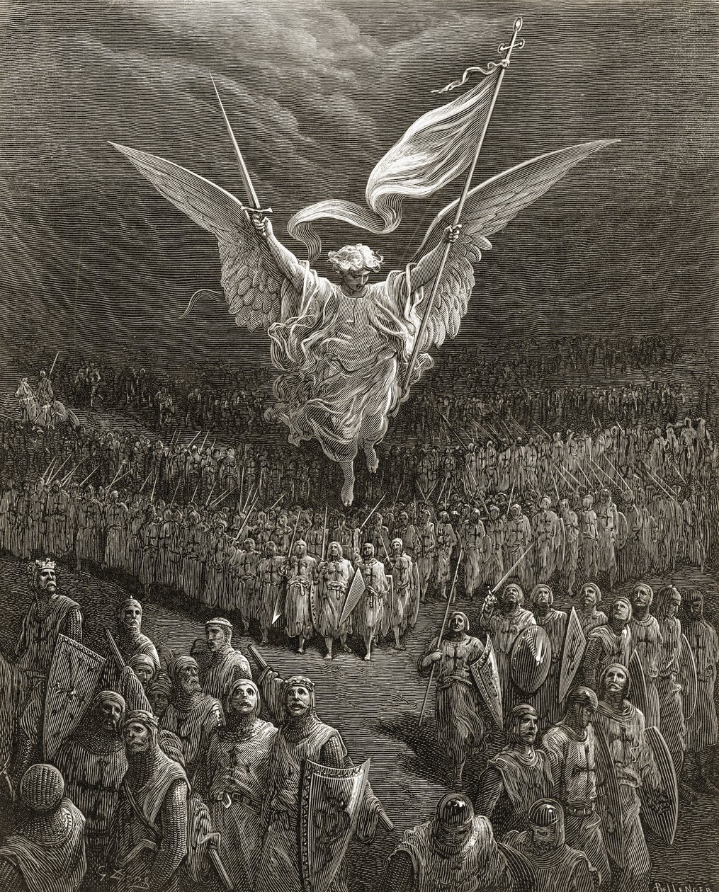 A estrada a Jerusalem, ilustração de "Bibliotheque des Croisades" por JF. Michaud, 1877 de Gustave Dore
