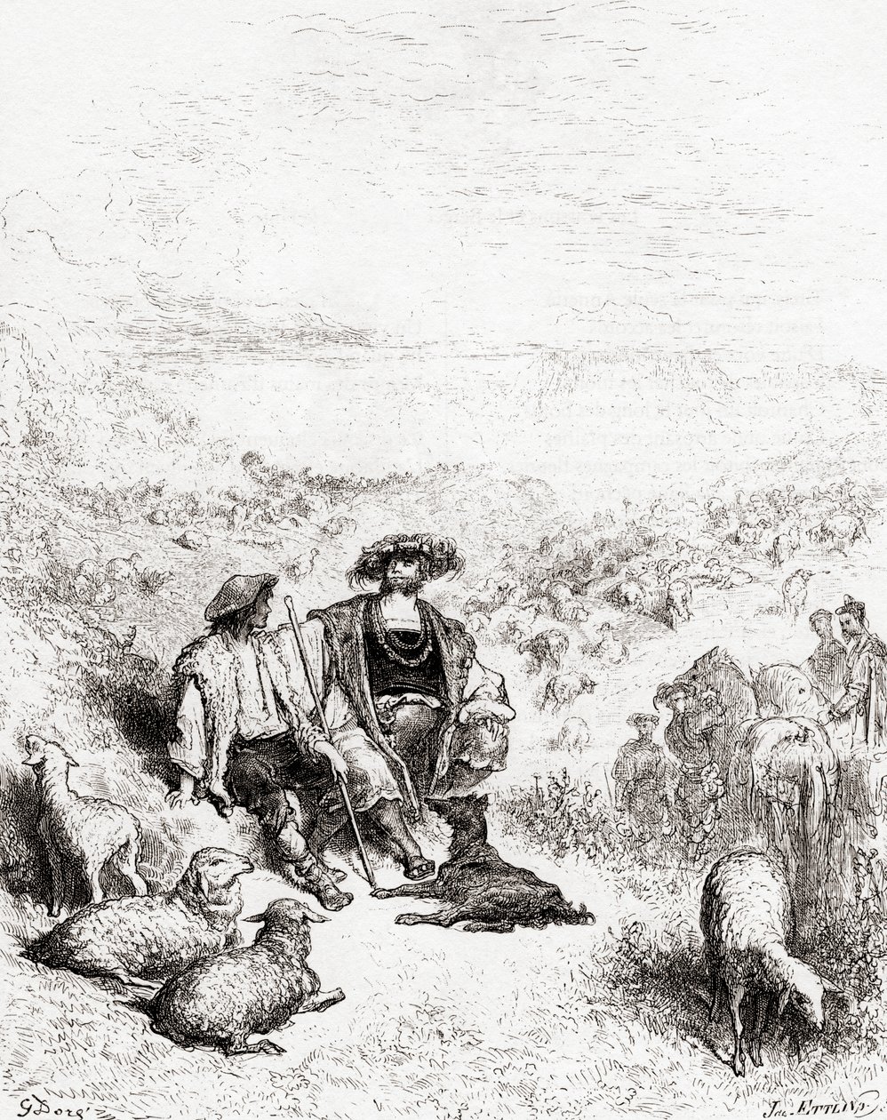 O pastor e o rei, de uma edição do final do século XIX de Fables de La Fontaine (gravura em madeira) de Gustave Dore