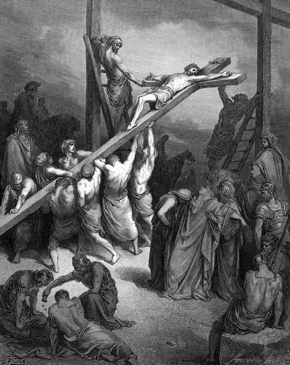 A ereção da cruz - Bíblia de Gustave Dore
