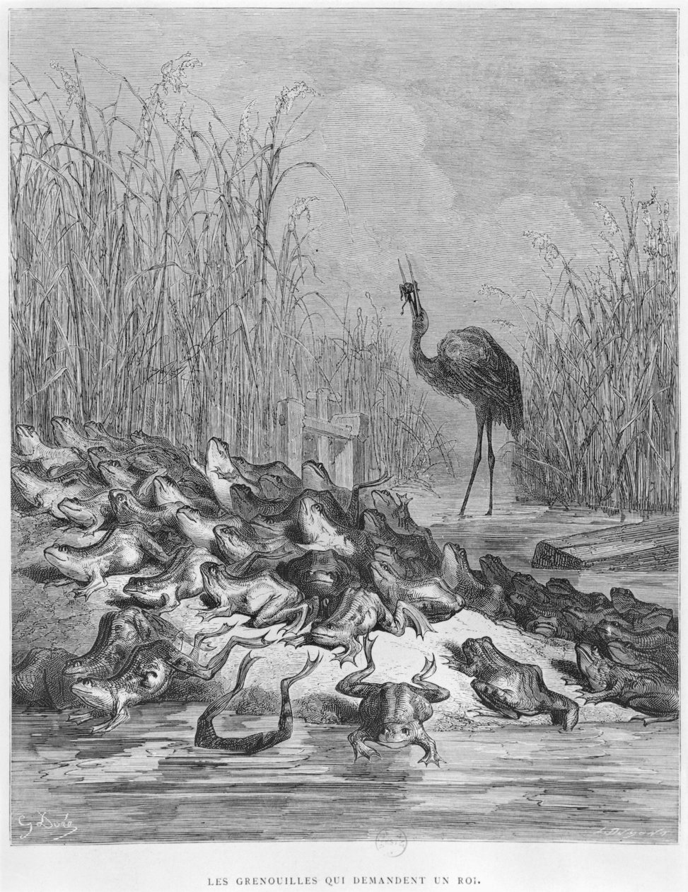 Os sapos pedindo um rei, ilustração de &39;fábulas&39; por Jean de La Fontaine (1621-95) de Gustave Dore