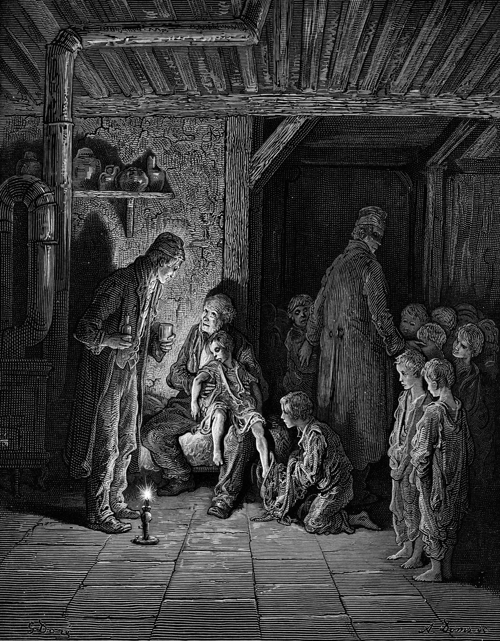 Crianças de rua vitorianas de Londres de Gustave Dore