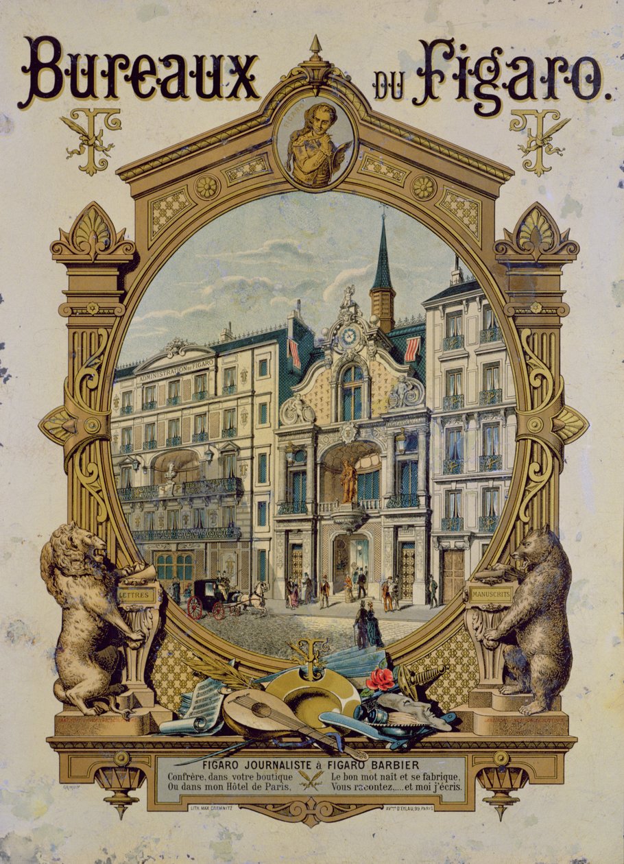 Cartaz publicitário do jornal parisiense Le Figaro, c.1880 de Gustave Grimoin