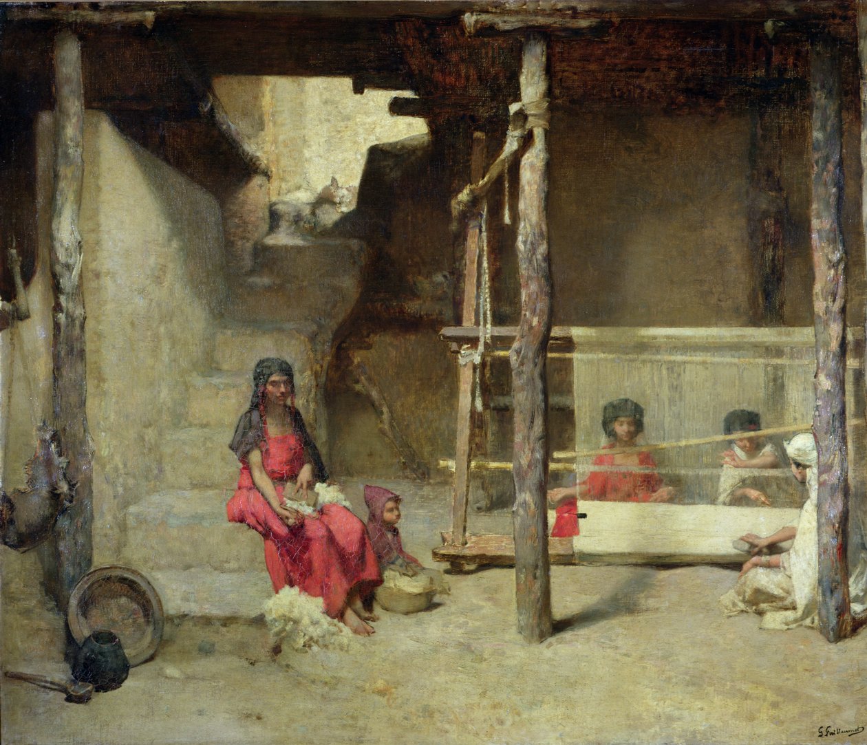 Tecelões em Bou-Send de Gustave Guillaumet