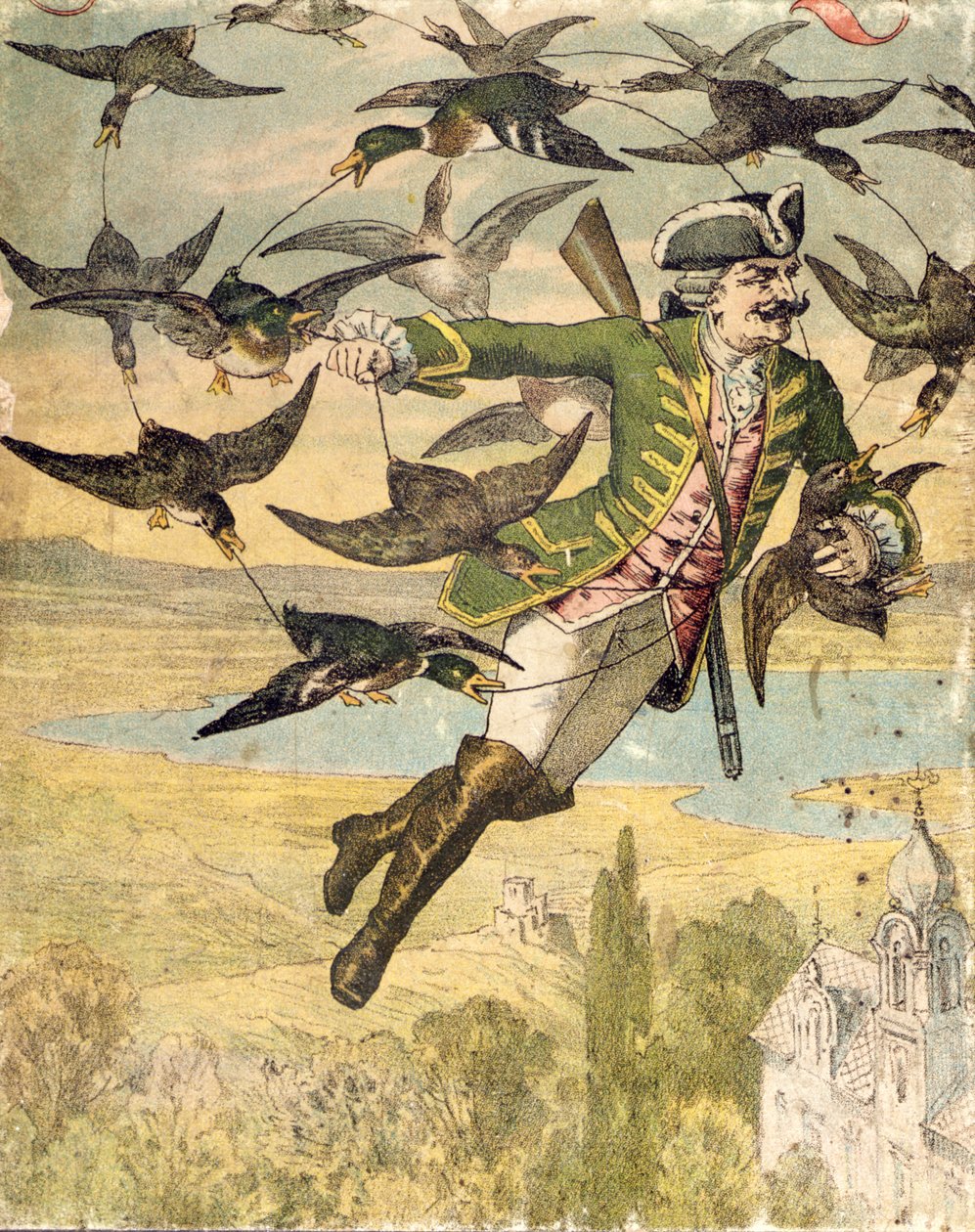 Ilustração das aventuras do Barão de Munchausen, Leipzig, c.1880 de Gustave Gutknecht