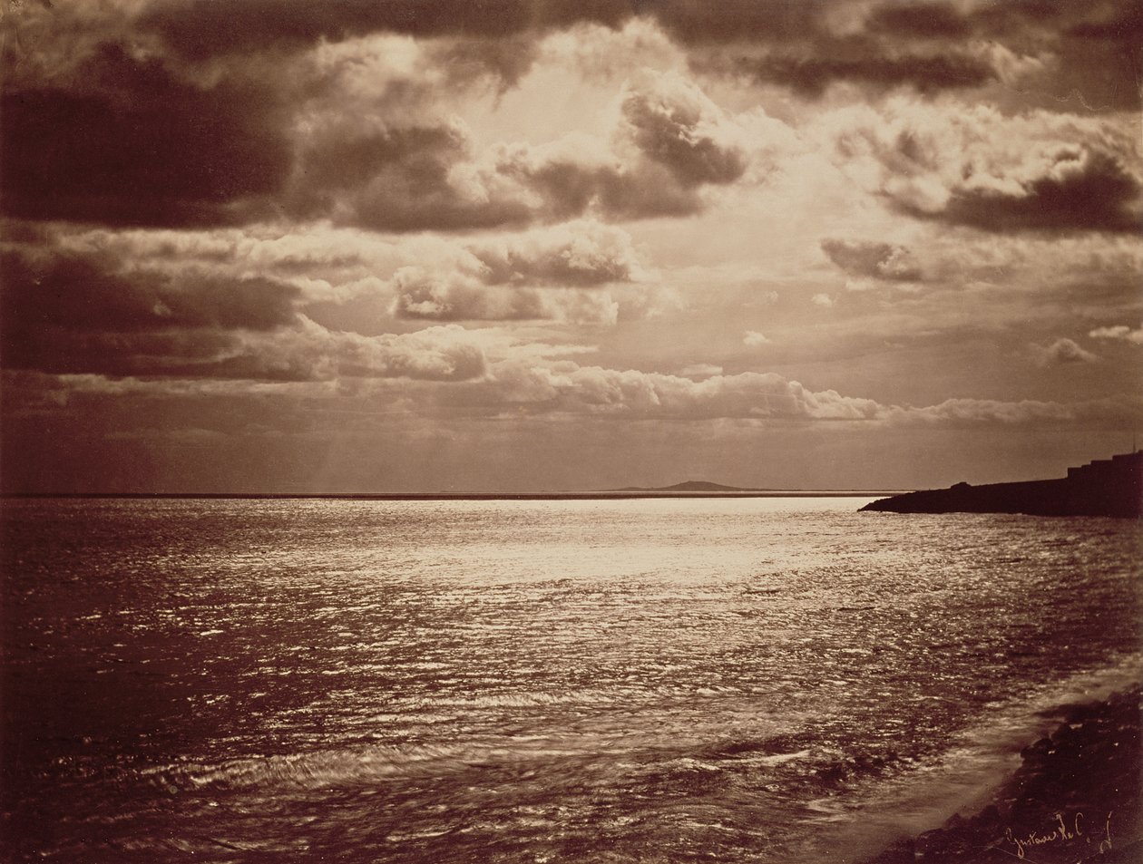 Um efeito do sol, Normandia c.1857 (foto sépia) de Gustave Le Gray