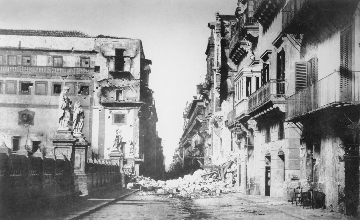 Barricada do general Turr, Via Toledo em Palermo, junho de 1860 de Gustave Le Gray
