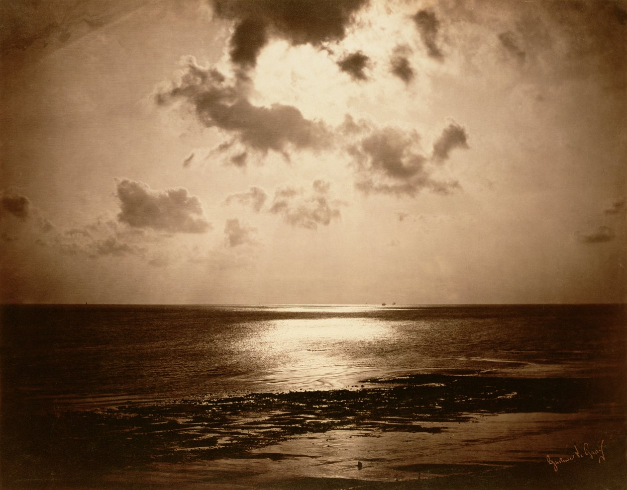 Efeito Solar - Ocean, 1857 (albumen print de um negativo colódio-em-vidro) de Gustave Le Gray