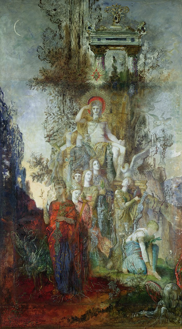 As musas deixando seu pai Apolo para sair e iluminar o mundo, 1868 de Gustave Moreau