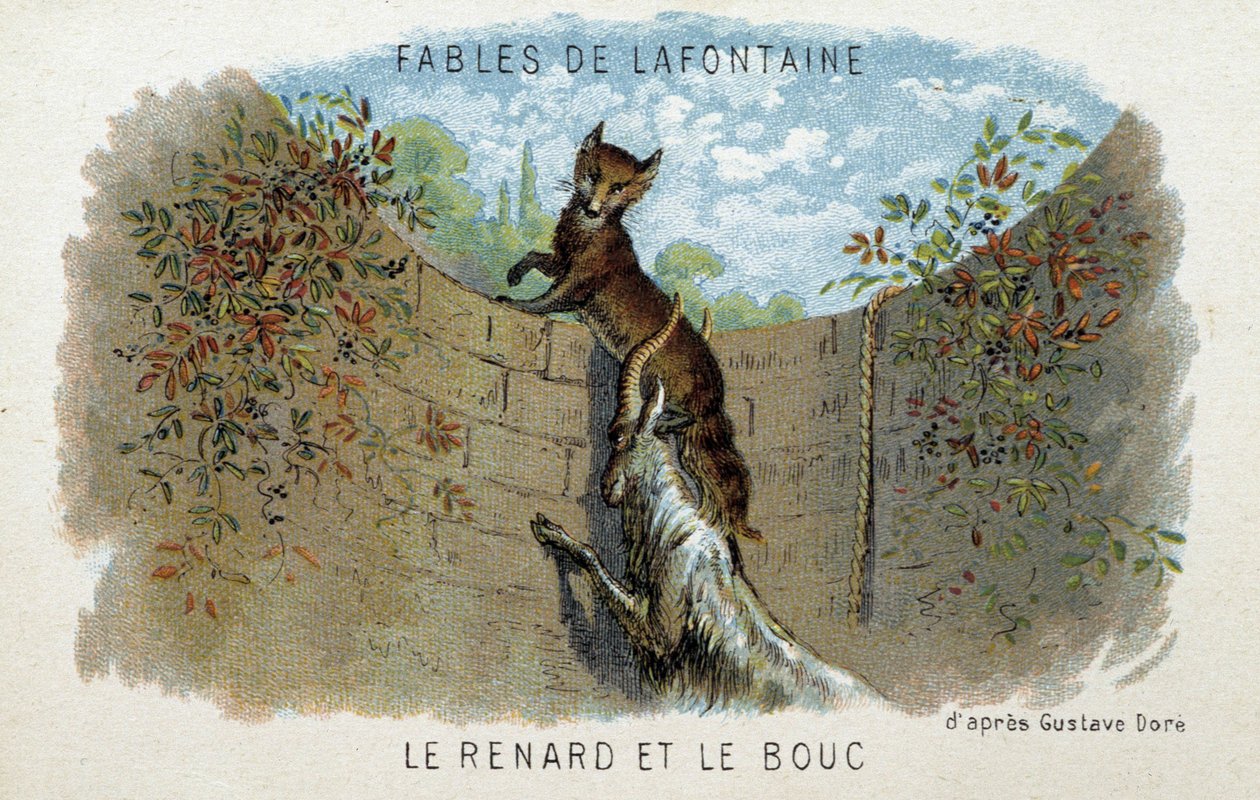 Fables de la Fontaine: A raposa e o bode - de acordo com Gustave Doré. de Gustave (after) Dore