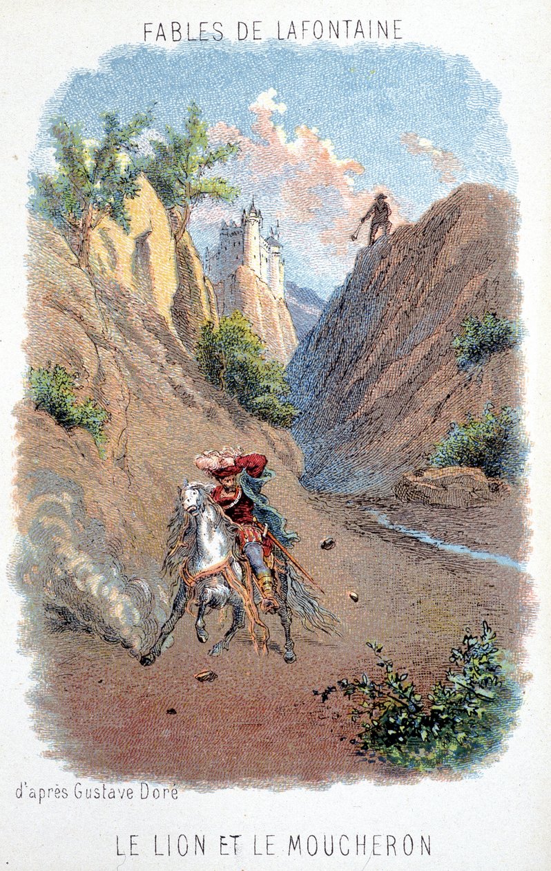 Fábulas de La Fontaine: O Leão e Le Moucheron, após Gustave Doré. de Gustave (after) Dore
