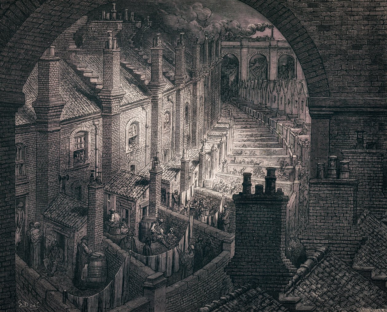Terraços de favelas, por Gustave Doré de Gustave (after) Dore