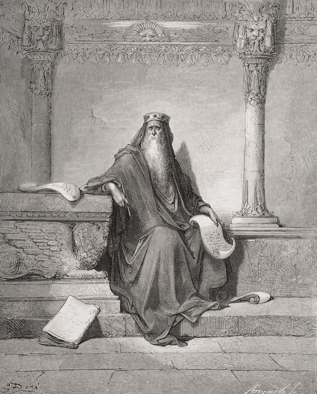 Salomão, ilustração de "A Bíblia Sagrada" de Dore de Gustave (after) Dore