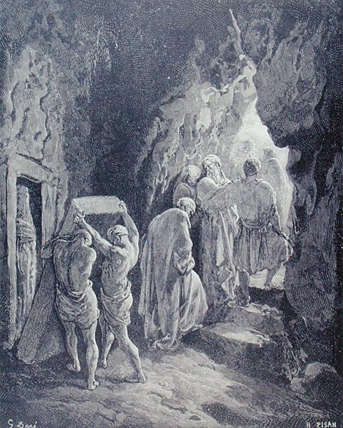 O Enterro de Sarah, gravado por Heliodoro Joseph Pisan (1822-90) c.1868 (gravura) de Gustave (after) Dore