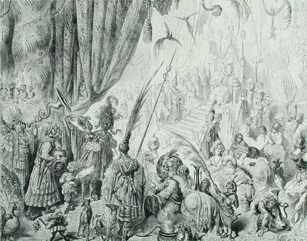 A Corte do Rei de Serendib, c.1868 (gravura) de Gustave (after) Dore