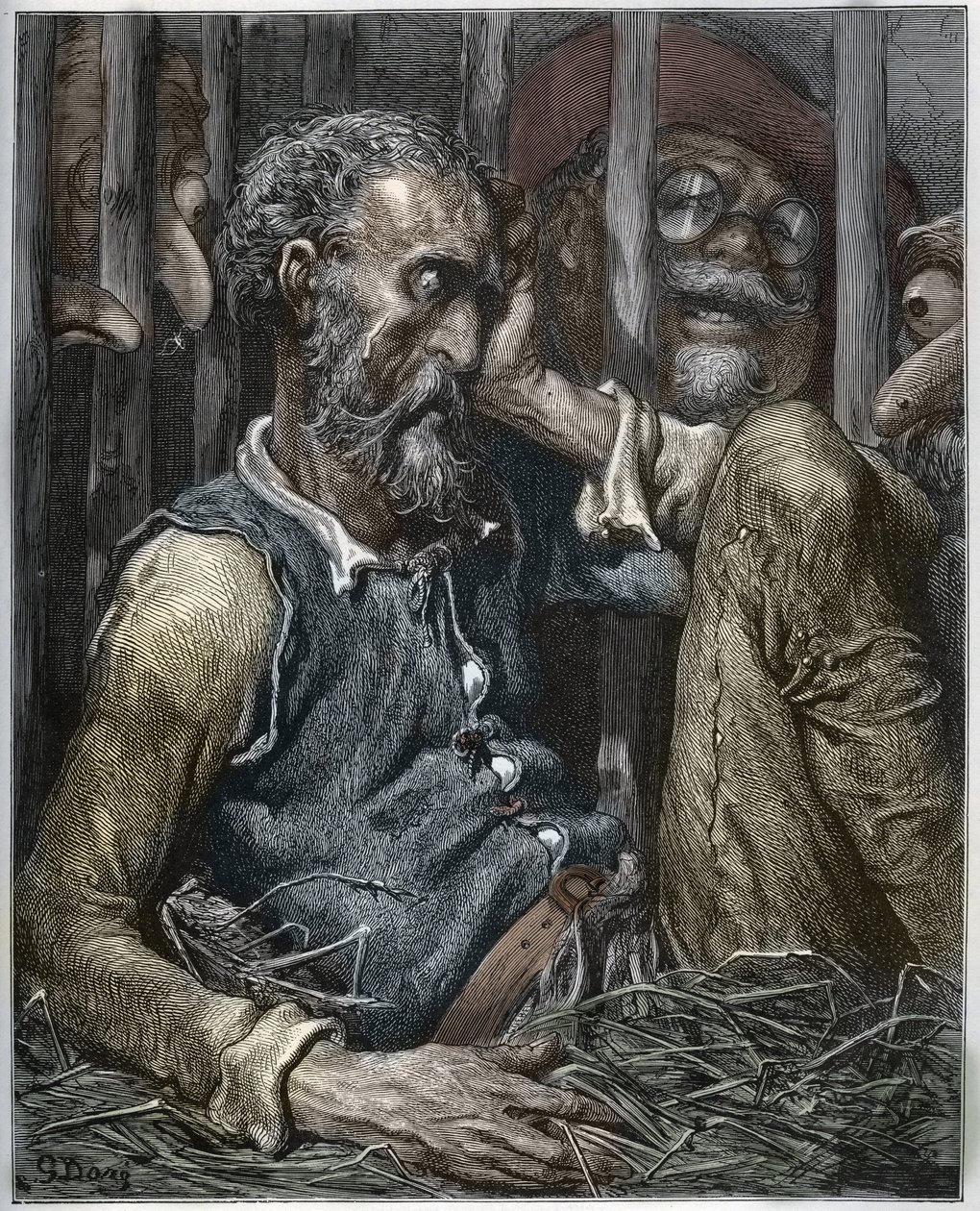 O Encanto de Dom Quixote de "Dom Quixote de la Mancha" de Miguel Cervantes (1547-1616) (Dom Quixote) - Corte de madeira após desenho de Gustave Dore de Gustave (after) Dore