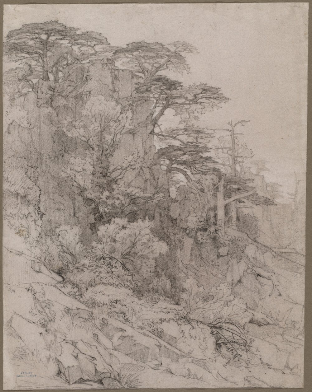 Trees of a Rocky Hillside, final do século XIX. de Gustave Achille Guillaumet